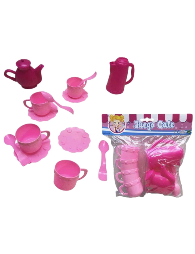 Bigbuy Fun - Serviço de Café Cor de Rosa Brinquedo 14 Partes Plástico