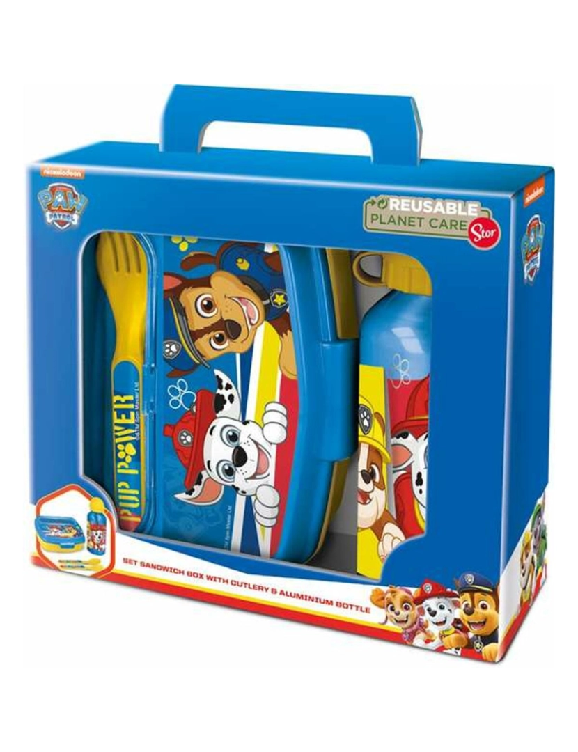 The Paw Patrol - Conjunto de piquenique The Paw Patrol Pup Power 400 ml Talheres Sanduicheira Garrafa Alumínio