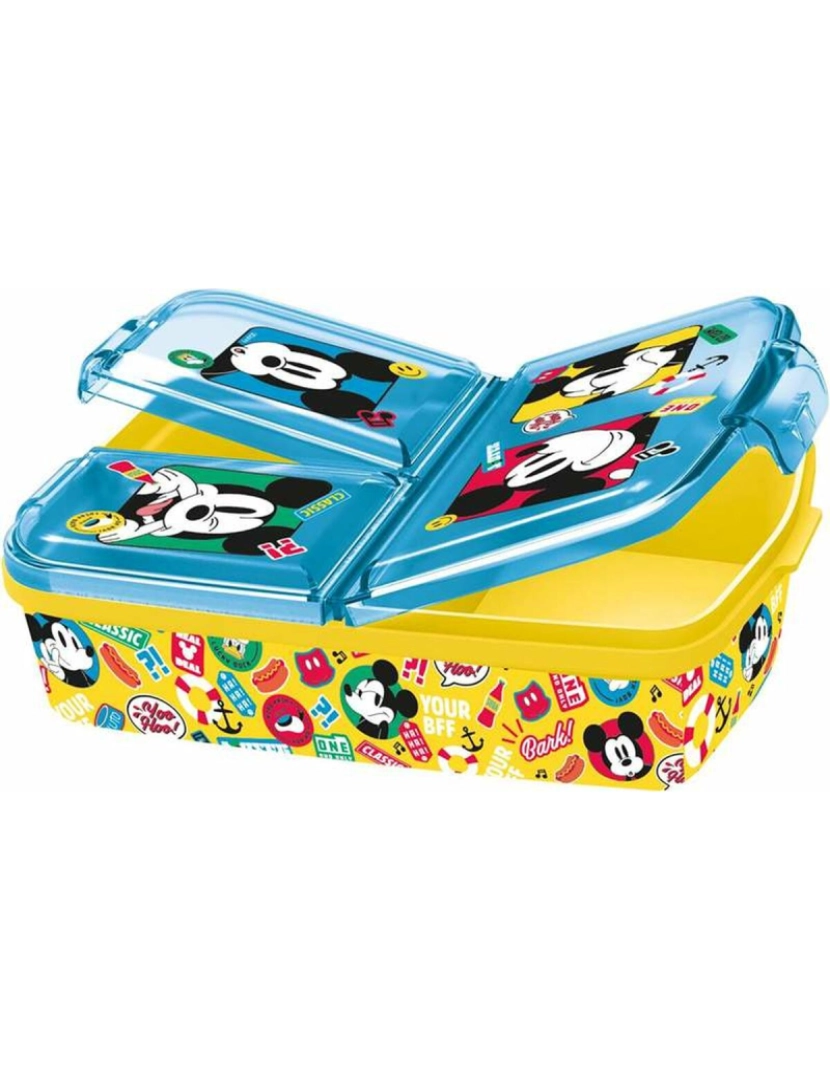 Mickey Mouse - Lancheira com Compartimentos Mickey Mouse Fun-Tastic 19,5 x 16,5 x 6,7 cm Polipropileno