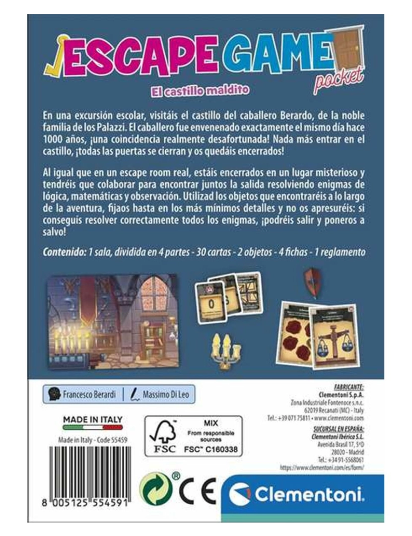 Jogo Educativo Clementoni Escape Room El castillo maldito ES 11,2 x 15,6 x  3,2 cm - Clementoni