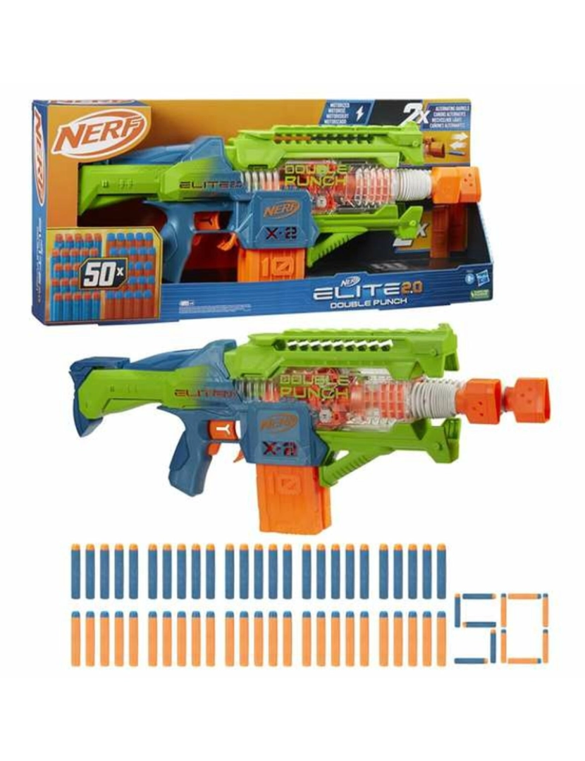 imagem de Pistola Hasbro Nerf Elite 2.0 Double Punch Dardos x 50 28,6  x 66 x 8 cm2