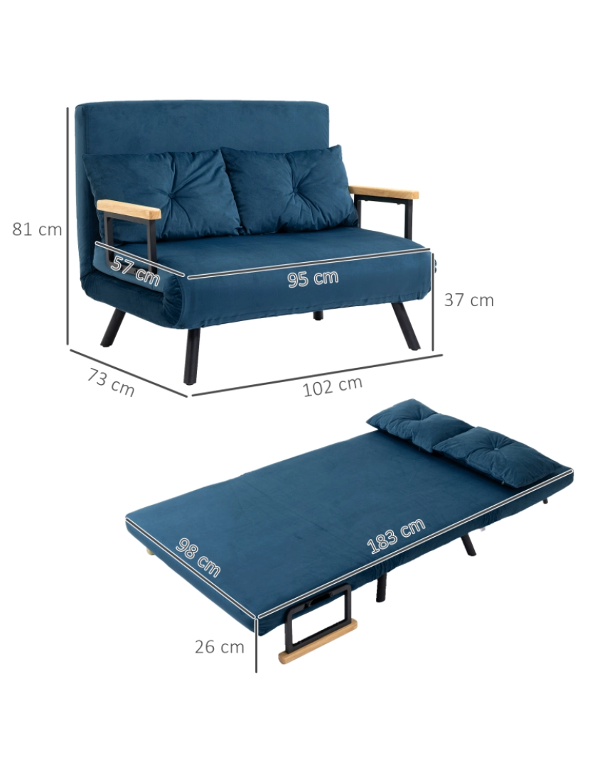 imagem de Sofá Cama 102x73x81cm cor azul marrinho 839-835V00NU3