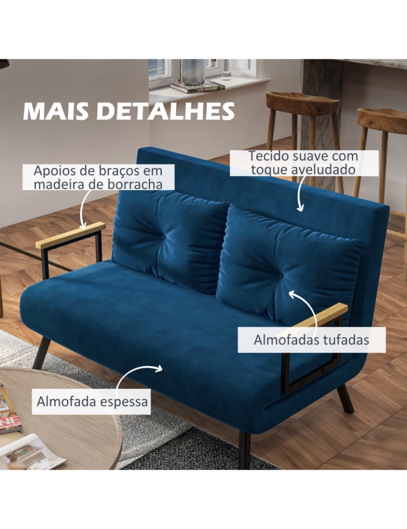 imagem de Sofá Cama 102x73x81cm cor azul marrinho 839-835V00NU6