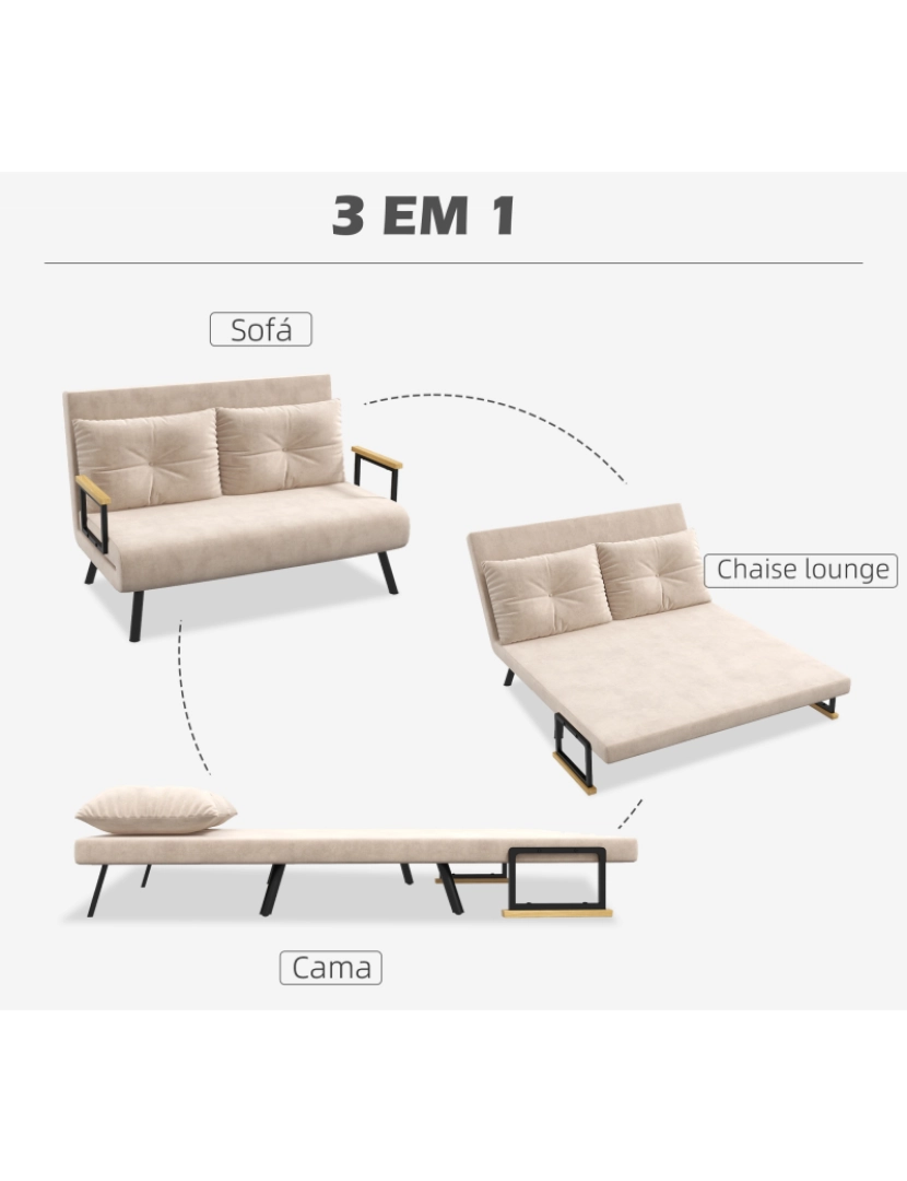 imagem de Sofá Cama 102x73x81cm cor bege 839-835V00BG4