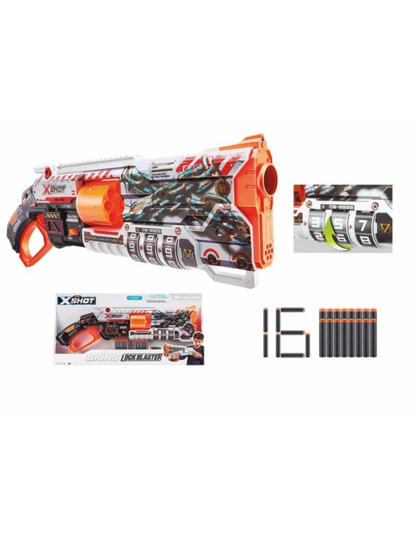 Bigbuy Fun - Pistola de Dardos Skins X-Shot Lock Blaster 54 x 17 x 4 cm