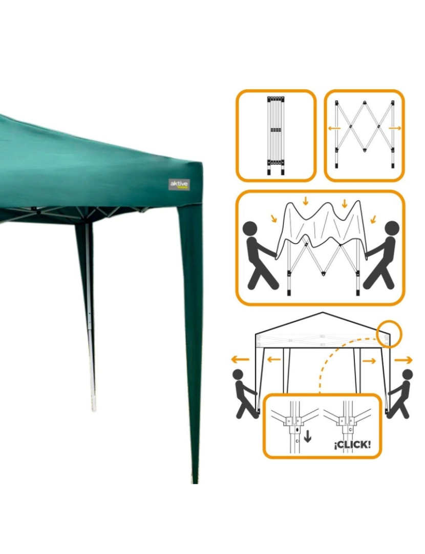 imagem de Gazebo Aktive 300 x 250 x 300 cm Tecido Aço Verde3