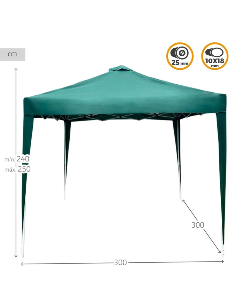 imagem de Gazebo Aktive 300 x 250 x 300 cm Tecido Aço Verde4