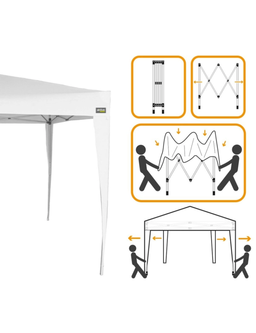 imagem de Gazebo Aktive 300 x 250 x 300 cm Aço Branco Plástico3