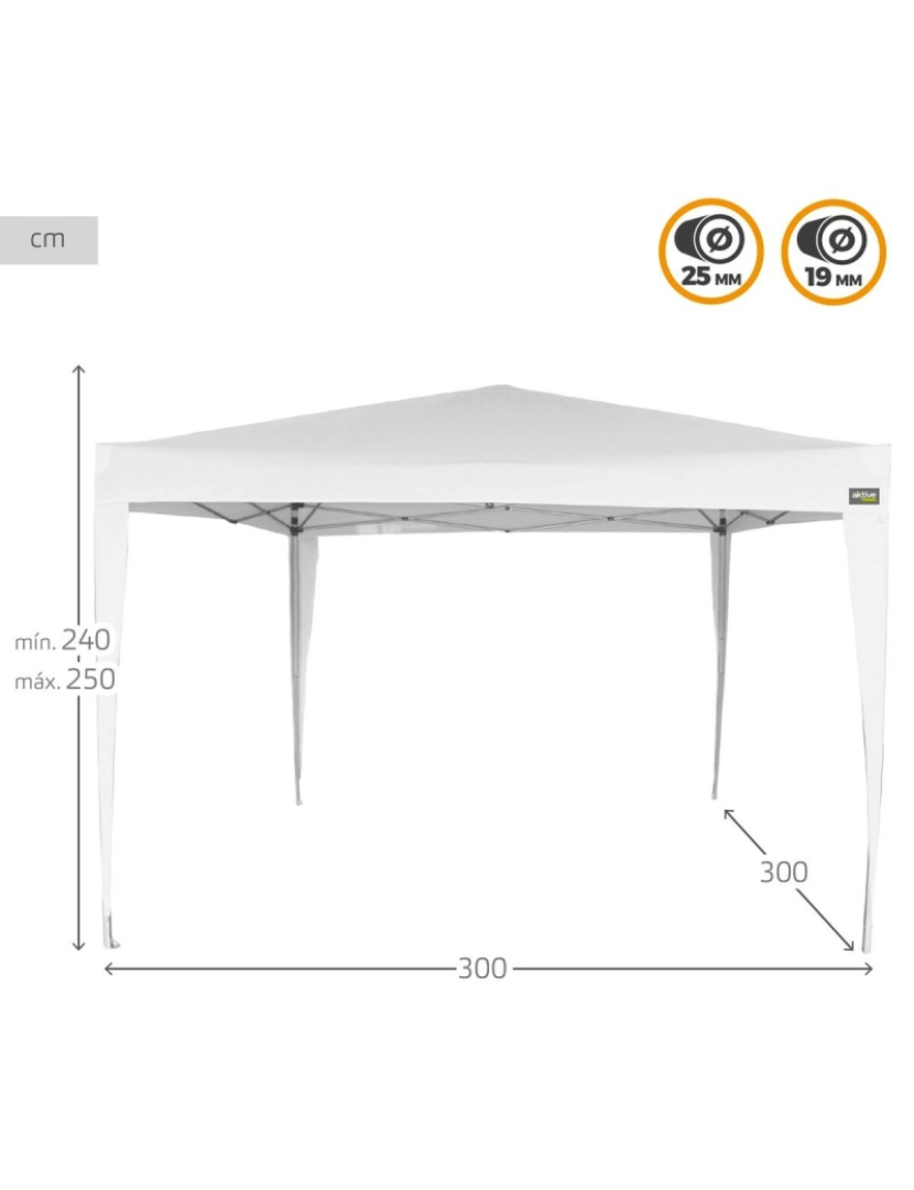 imagem de Gazebo Aktive 300 x 250 x 300 cm Aço Branco Plástico4