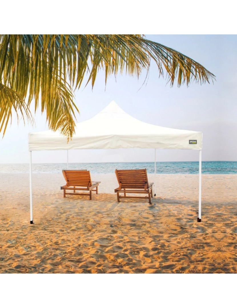 imagem de Gazebo Aktive Dobrável Altura ajustável Aço Poliéster 420D Oxford Creme 300 x 320 x 300 cm2