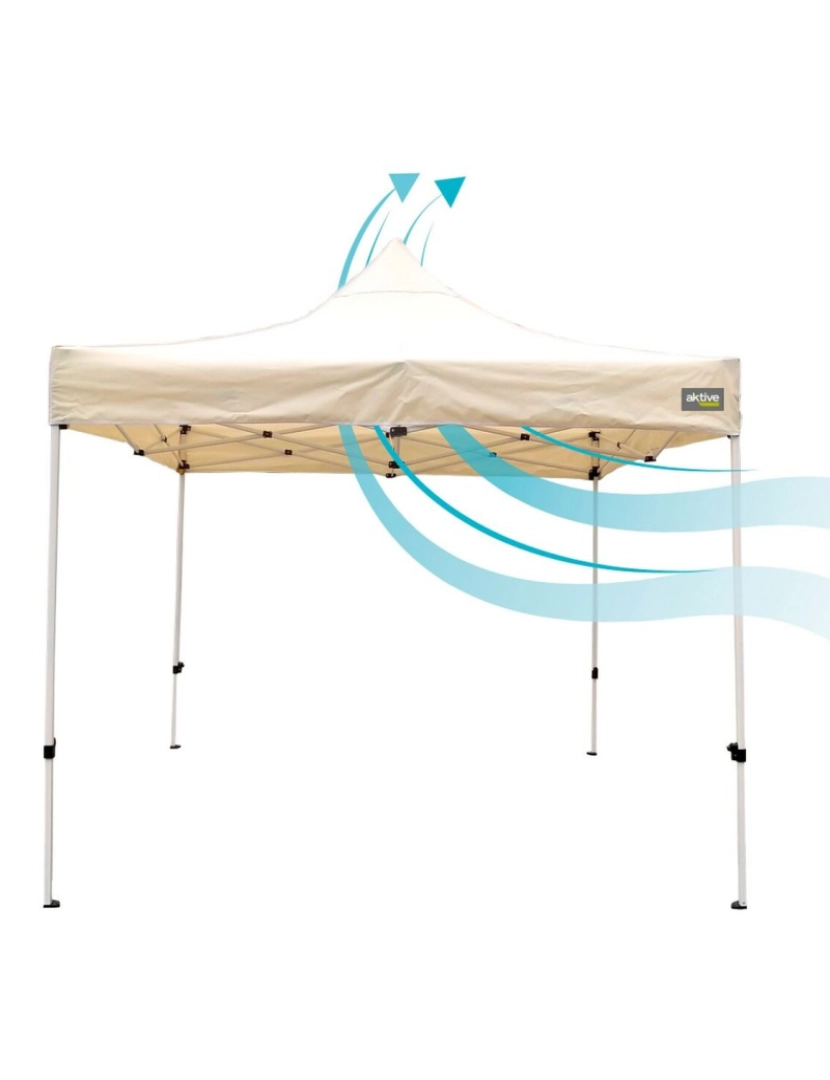 imagem de Gazebo Aktive Dobrável Altura ajustável Aço Poliéster 420D Oxford Creme 300 x 320 x 300 cm3