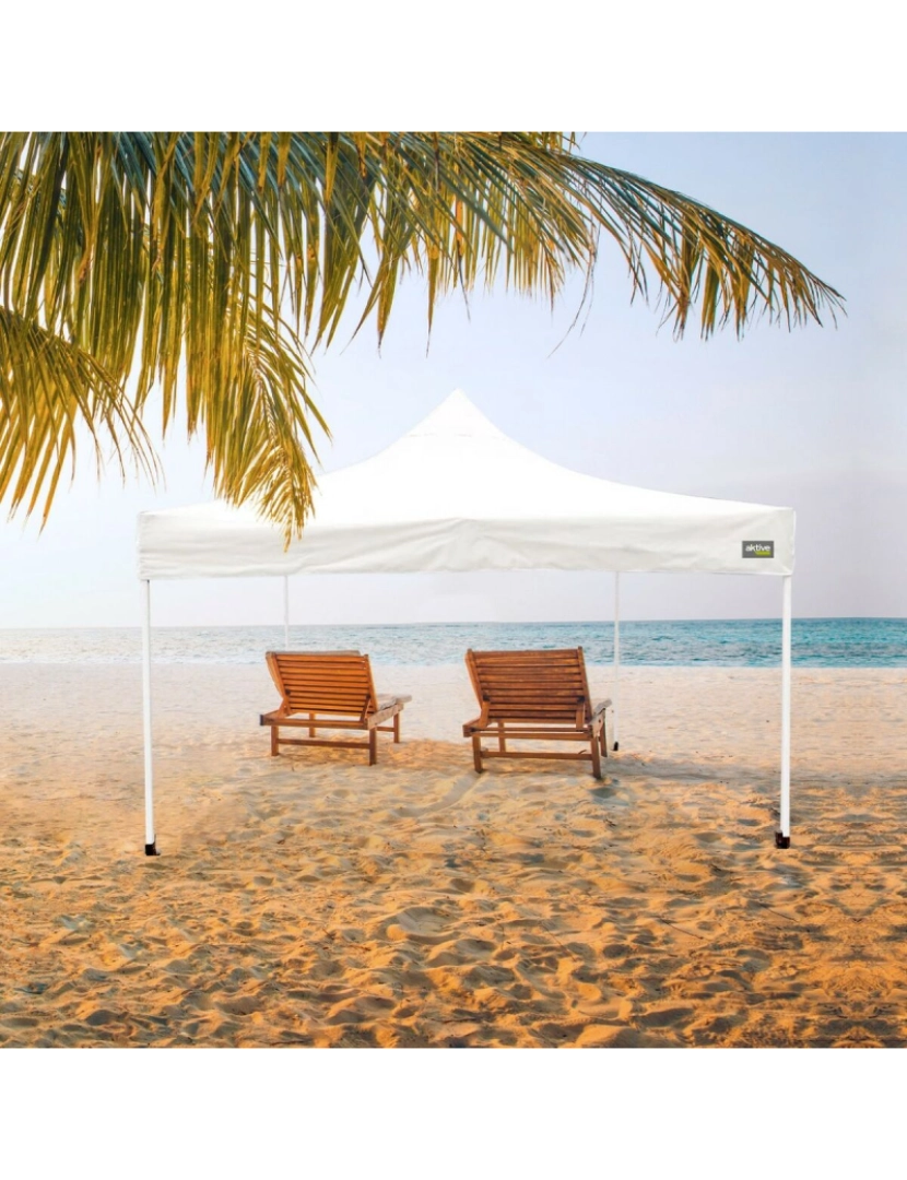 imagem de Gazebo Aktive Dobrável Altura ajustável Aço Poliéster 420D Oxford Branco 300 x 320 x 300 cm2