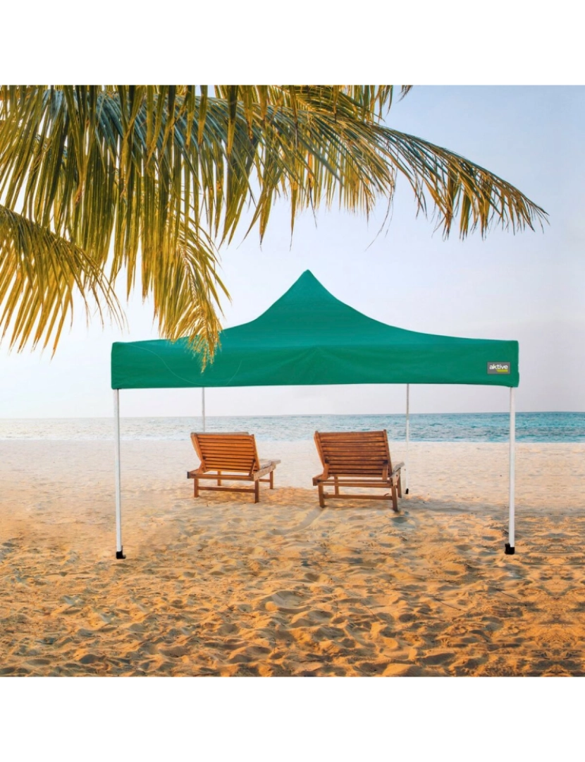 imagem de Gazebo Aktive Dobrável Altura ajustável Aço Poliéster 420D Oxford Verde 300 x 320 x 300 cm2