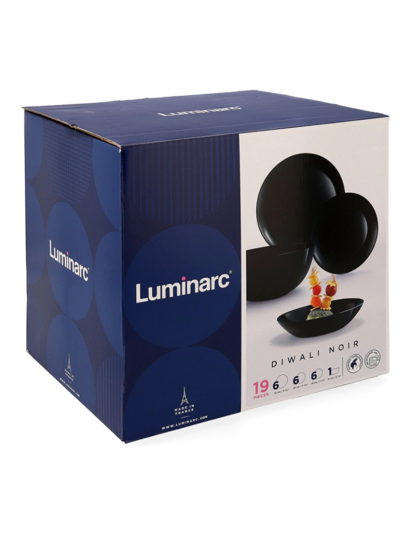 imagem de Louça Luminarc Diwali Black Preto Vidro temperado 19 Peças2