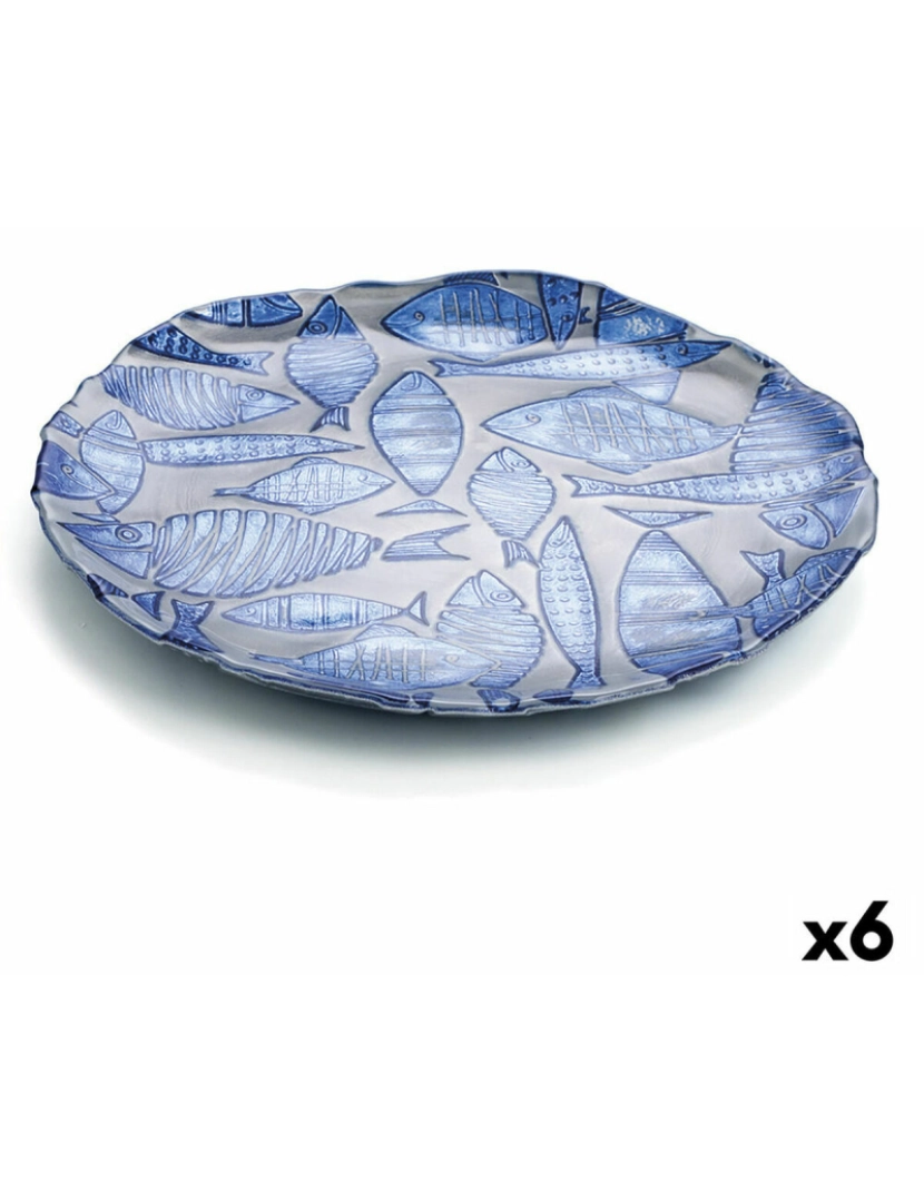 imagem de Prato de Jantar Quid Mar De Viento Azul Vidro Ø 32 cm (6 Unidades) (Pack 6x)2