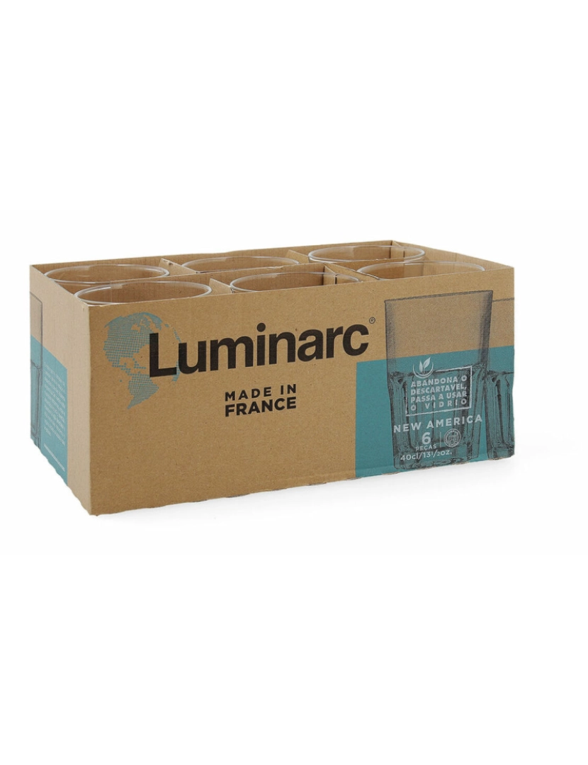 imagem de Copo Luminarc New America Pav Transparente Vidro 400 ml (6 Unidades) (Pack 6x)3