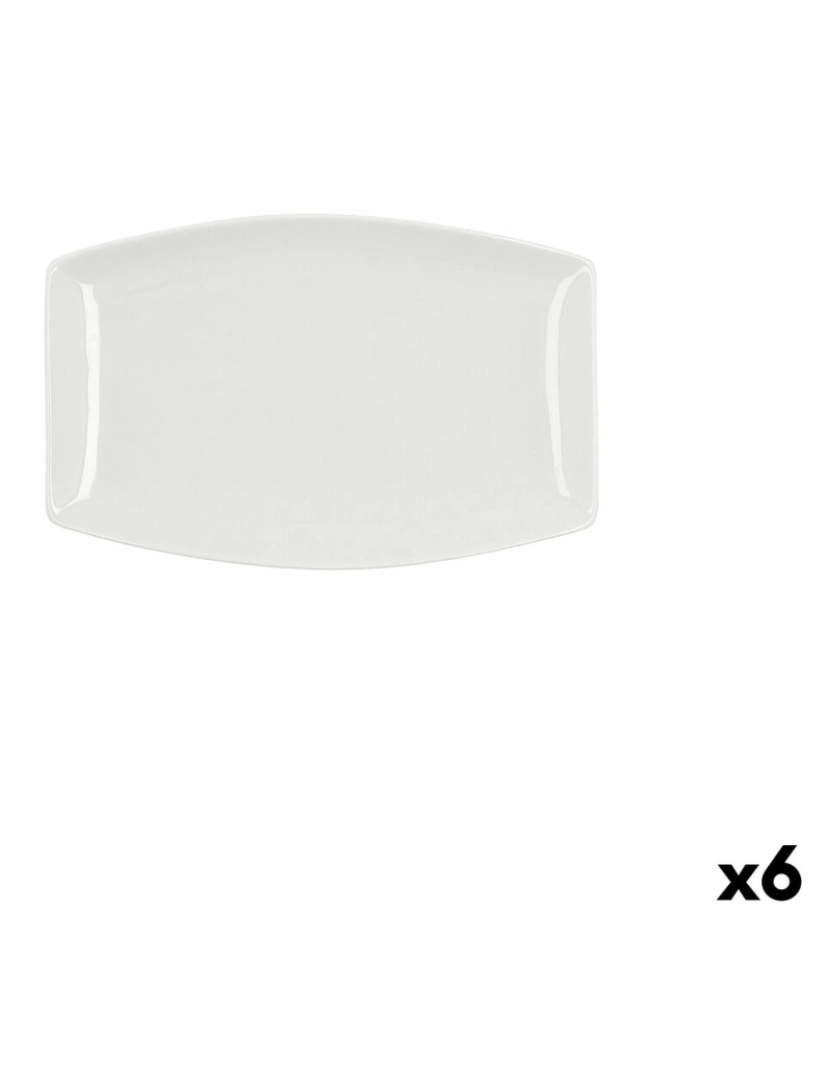 Quid - Recipiente de Cozinha Quid Gastro Quadrado Cerâmica Branco (25,2 x 16 x 2 cm) (6 Unidades)