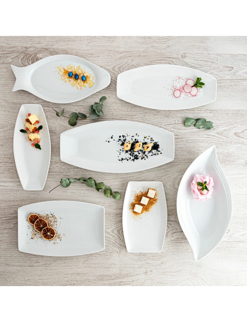 imagem de Recipiente de Cozinha Quid Gastro Quadrado Cerâmica Branco (25,2 x 16 x 2 cm) (6 Unidades)2