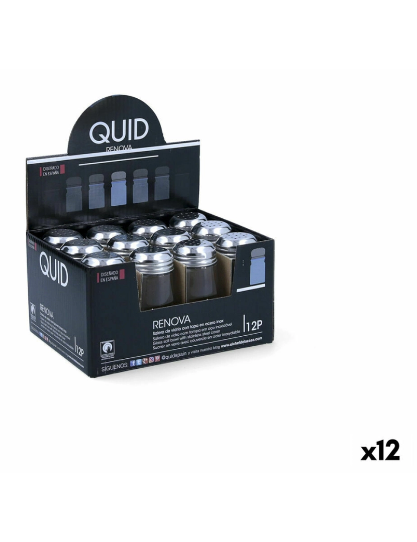 imagem de Saleiro Quid Renova 75 ml Transparente Vidro 4,5 x 4,5 x 9 cm (12 Unidades) (Pack 12x)2