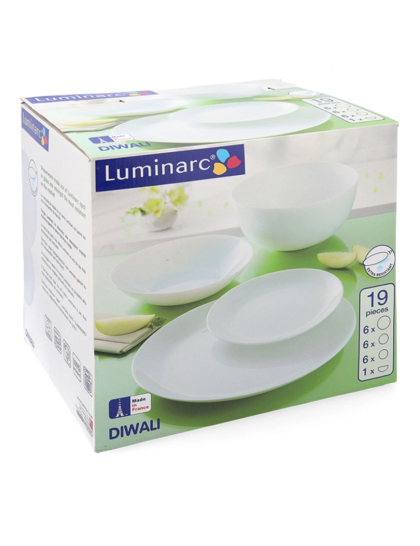 imagem de Conjunto de Louça Luminarc Diwali Branco Vidro 19 Peças3