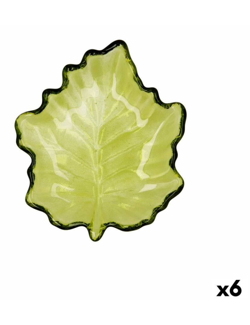 Quid - bandeja de aperitivos Quid Folha Verde Vidro (14 x 14,5 cm) (Pack 6x)