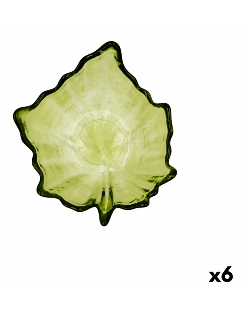 imagem de bandeja de aperitivos Quid Folha Verde Vidro (10,5 x 10,5 x 4 cm) (Pack 6x)1