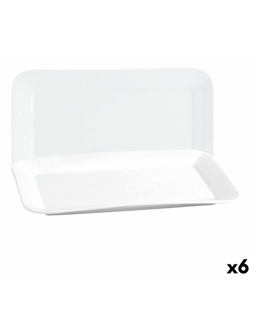 Quid - Recipiente de Cozinha Quid Basic Retangular Cerâmica Branco (35,8 x 21 cm) (6 Unidades)