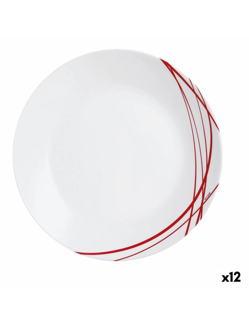 Arcopal - Prato de Jantar Arcopal Domitille Rojo Duas cores Vidro 25 cm (12 Unidades)