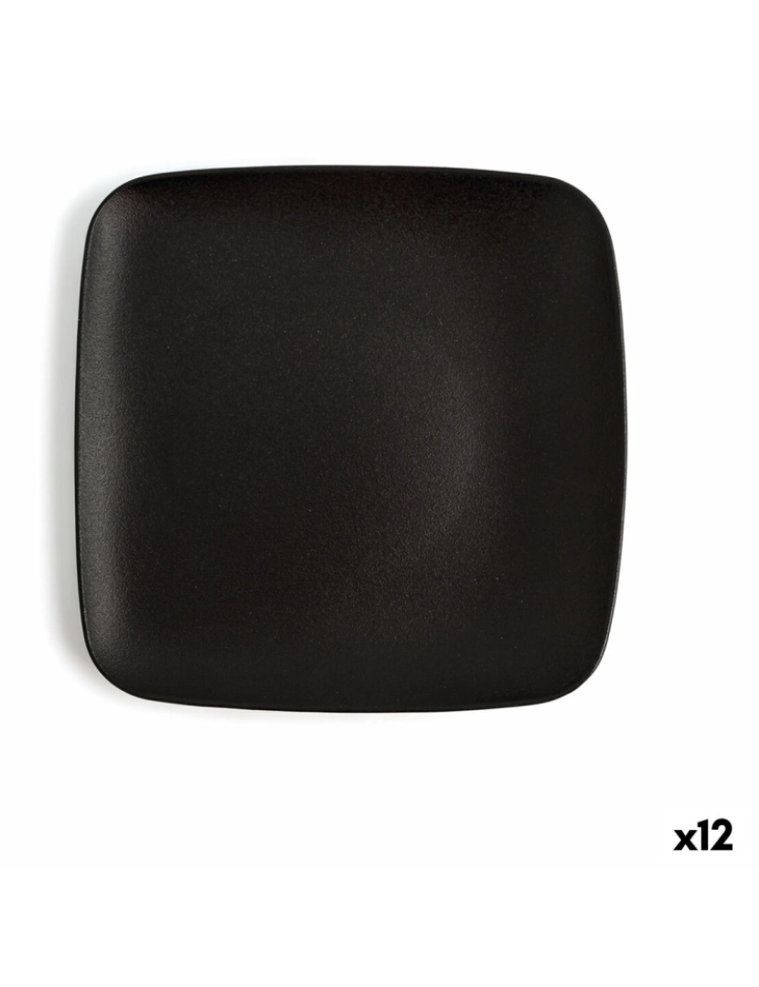 imagem de Prato de Jantar Ariane Antracita Quadrado Preto Cerâmica 20 cm (12 Unidades)1