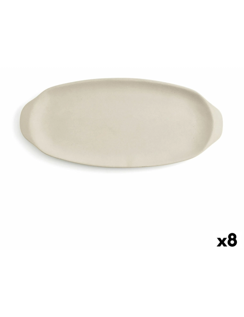 Quid - bandeja de aperitivos Quid Mineral 13 x 30,5 cm Cerâmica Bege (8 Unidades)