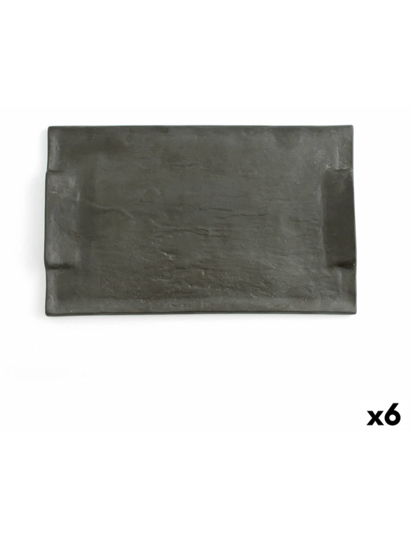 imagem de bandeja de aperitivos Quid Mineral Cerâmica Preto 30 x 18 cm (6 Unidades)1