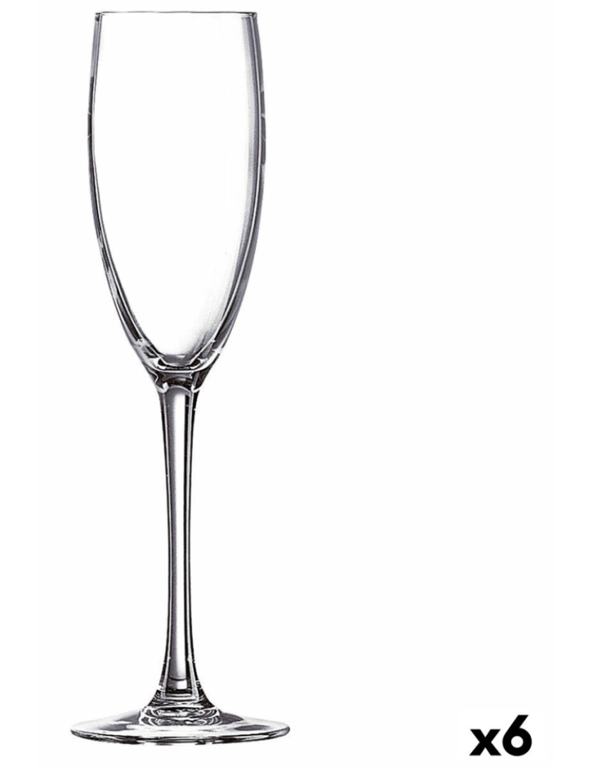 Bigbuy Home - Copo de champanhe Ebro Transparente Vidro (160 ml) (6 Unidades)
