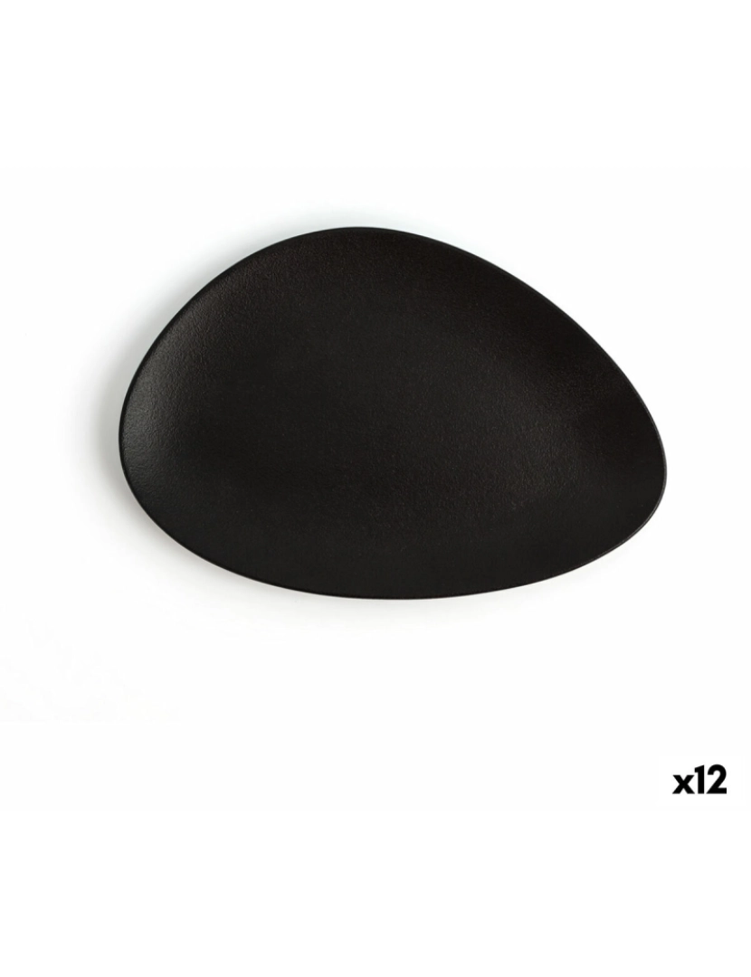 Ariane - Prato de Jantar Ariane Antracita Triangular Preto Cerâmica Ø 21 cm (12 Unidades)