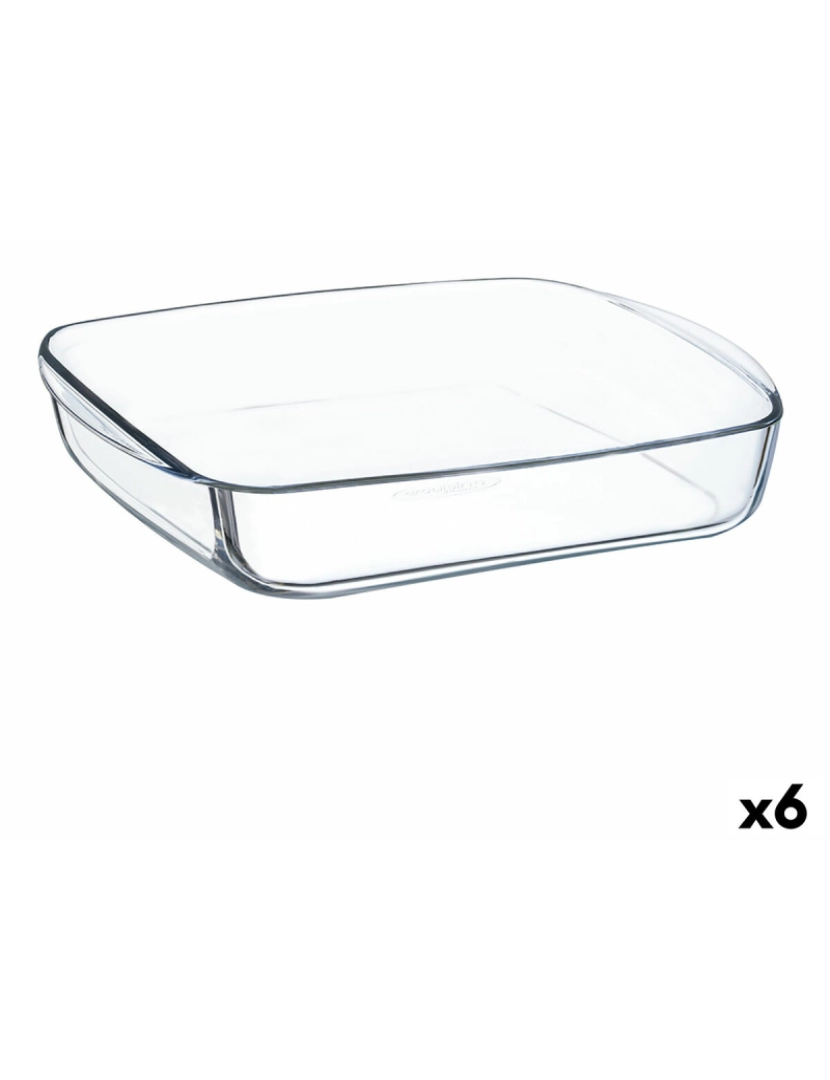 O Cuisine - Recipiente de Cozinha Ô Cuisine Quadrado 25 x 22 x 5 cm Transparente Vidro (6 Unidades)