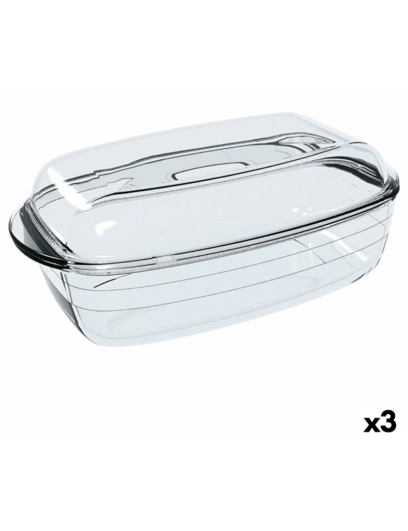 imagem de Molde para o Forno Ô Cuisine Retangular Com tampa 37,5 x 22,5 x 10,6 cm Transparente (3 Unidades)1