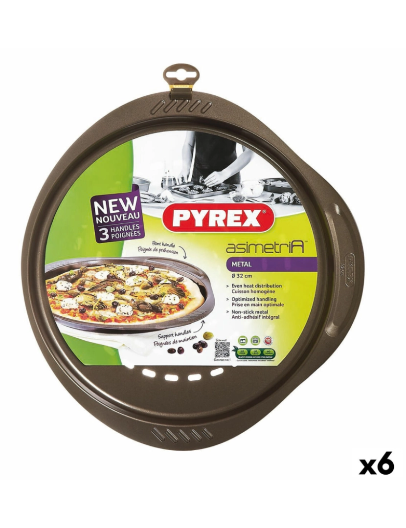 Pyrex - Molde para Pizza Pyrex Asimetria Metal Ø 32 cm (6 Unidades)