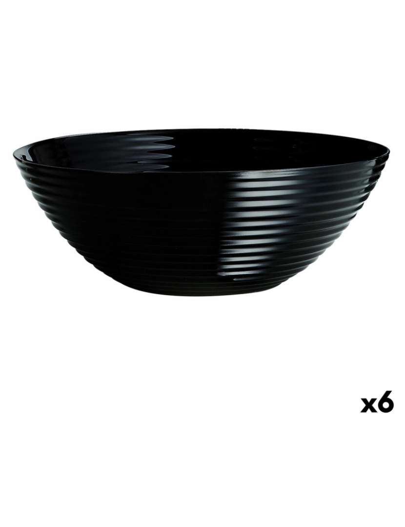 Luminarc - Saladeira Luminarc Harena Preto Vidro (Ø 27 cm) (6 Unidades)