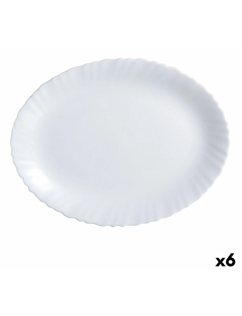 Luminarc - Recipiente de Cozinha Luminarc Feston Oval Branco Vidro (Ø 33 cm) (6 Unidades)