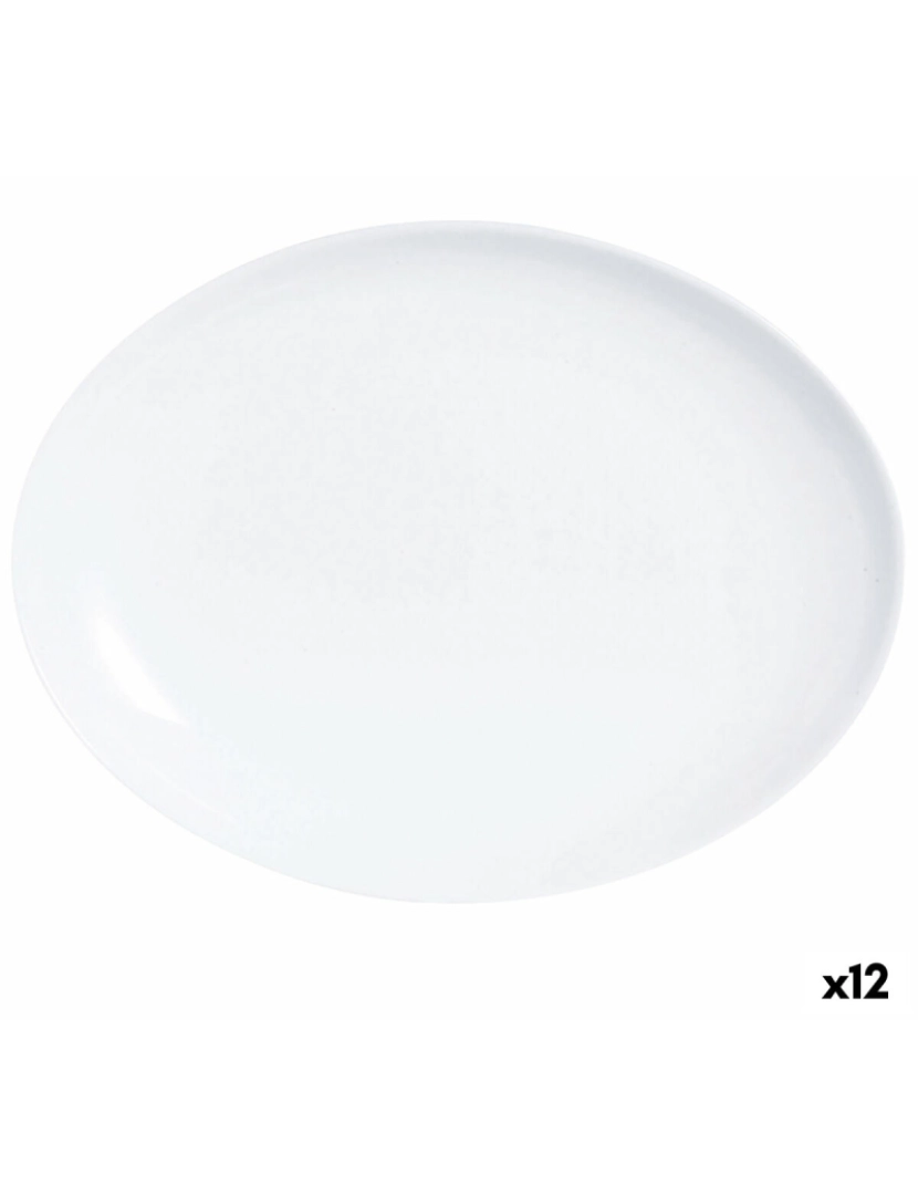 Luminarc - Recipiente de Cozinha Luminarc Diwali Oval Branco Vidro (33 x 25 cm) (12 Unidades)