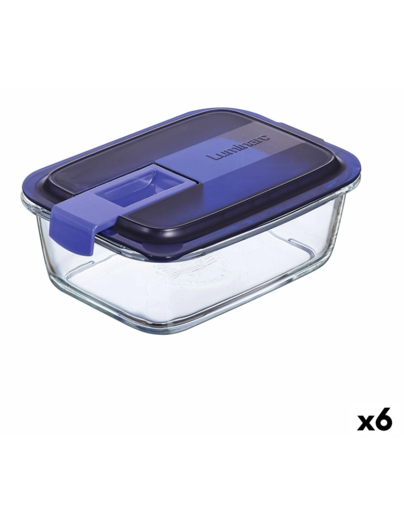 imagem de Lancheira Hermética Luminarc Easy Box Azul Vidro (6 Unidades) (820 ml)1