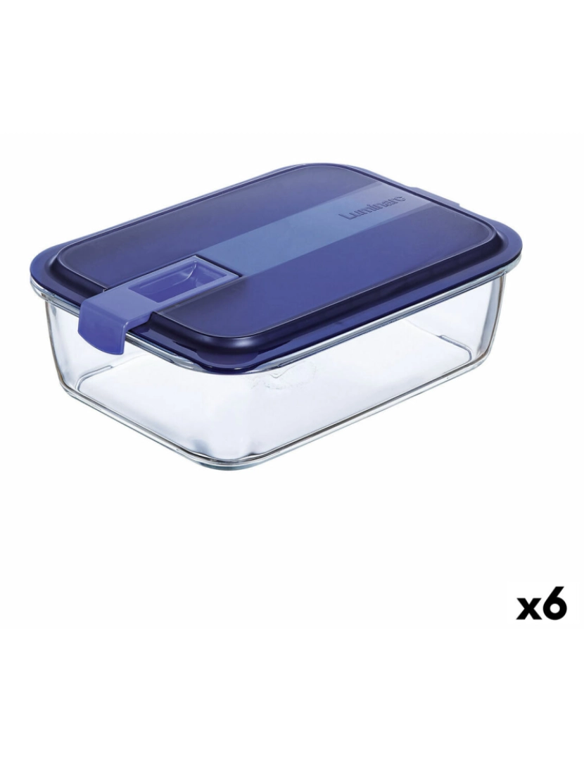 imagem de Lancheira Hermética Luminarc Easy Box Azul Vidro (6 Unidades) (1,97 l)1