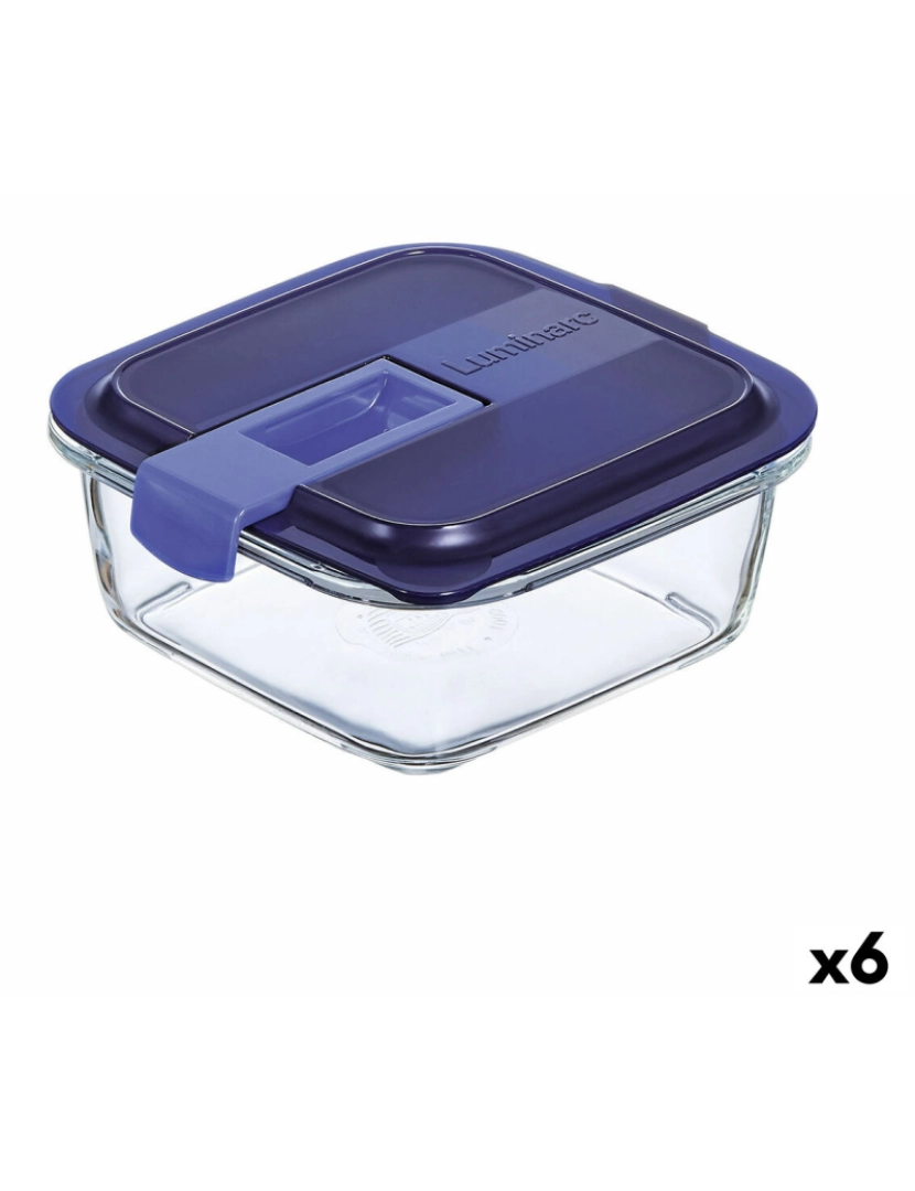imagem de Lancheira Hermética Luminarc Easy Box Azul Vidro (760 ml) (6 Unidades)1