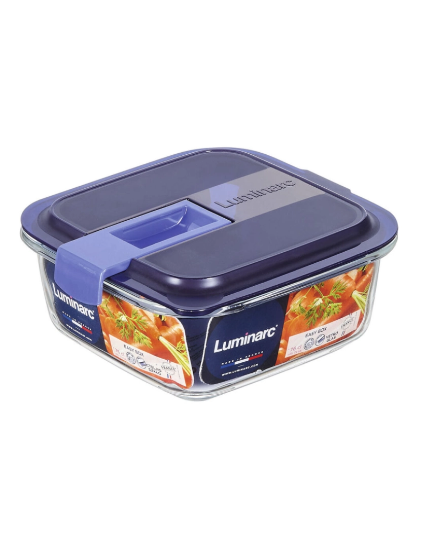 imagem de Lancheira Hermética Luminarc Easy Box Azul Vidro (760 ml) (6 Unidades)4