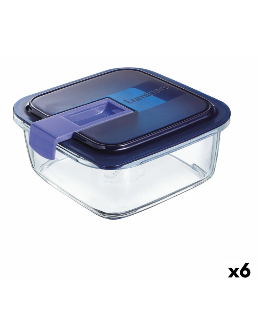 imagem de Lancheira Hermética Luminarc Easy Box Azul Vidro (6 Unidades) (1,22 L)1