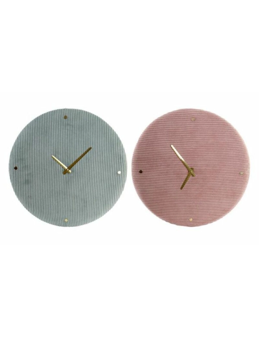 DKD Home Decor - Relógio de Parede DKD Home Decor Verde Cor de Rosa 40,5 x 5,5 x 40,5 cm (2 Unidades)