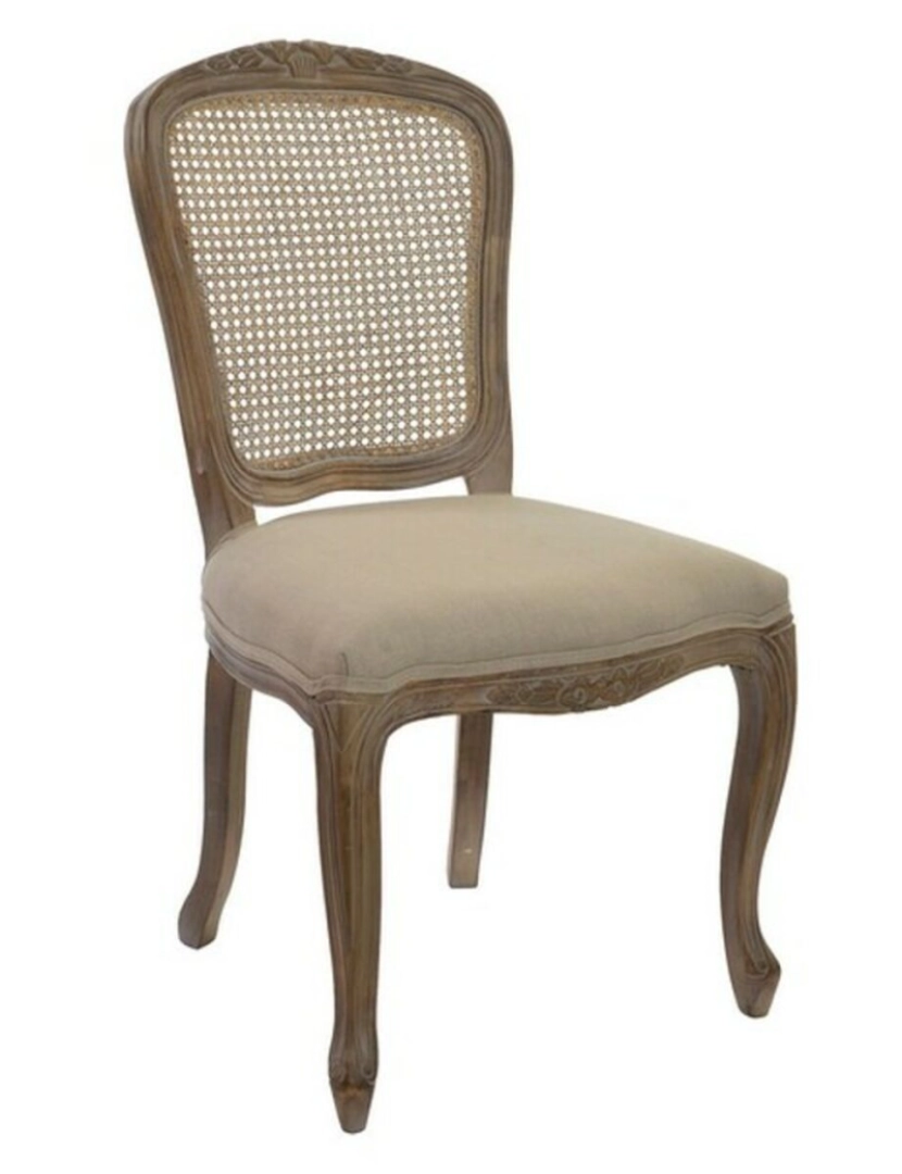 DKD Home Decor - Cadeira de Sala de Jantar DKD Home Decor Castanho Cinzento Multicolor Madeira Rotim 53 x 49 x 95 cm