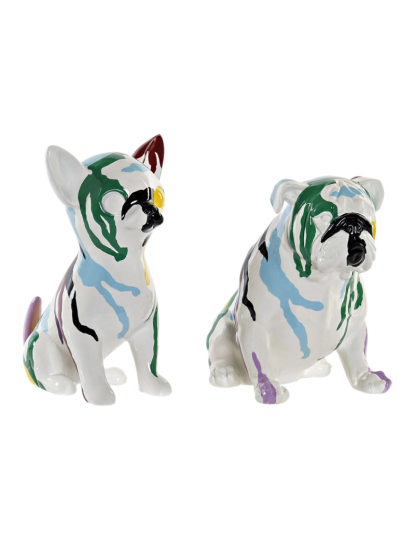 imagem de Figura Decorativa DKD Home Decor Multicolor Cão Lacado 20 x 12,5 x 17,5 cm (2 Unidades)1
