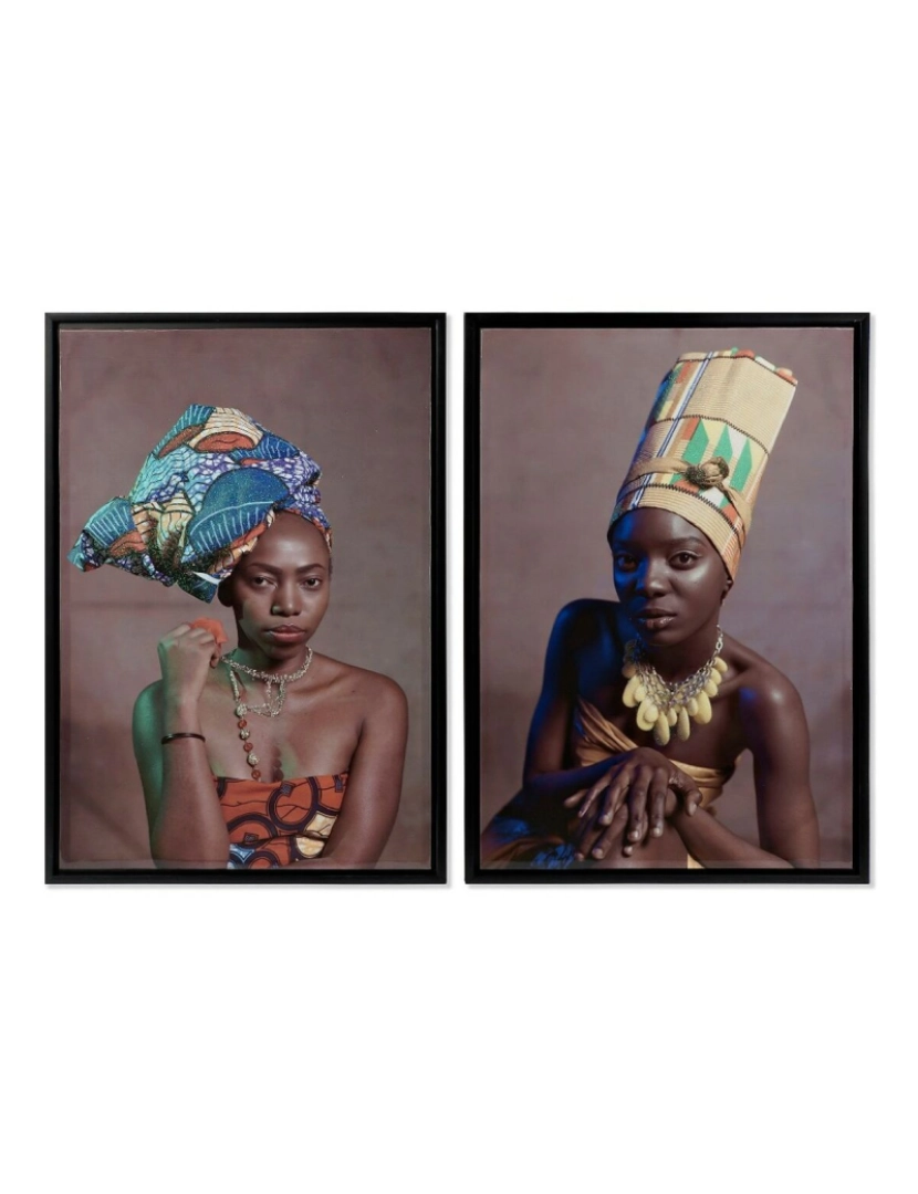 DKD Home Decor - Pintura DKD Home Decor African Art 65 x 3,5 x 90 cm Colonial Africana Lacado (2 Unidades)