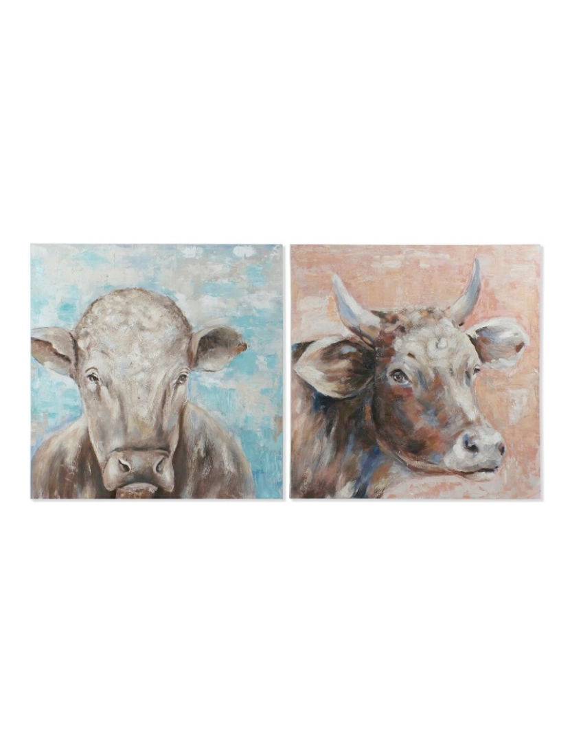 DKD Home Decor - Pintura DKD Home Decor Caw 100 x 3,5 x 100 cm Vaca Cottage (2 Unidades)