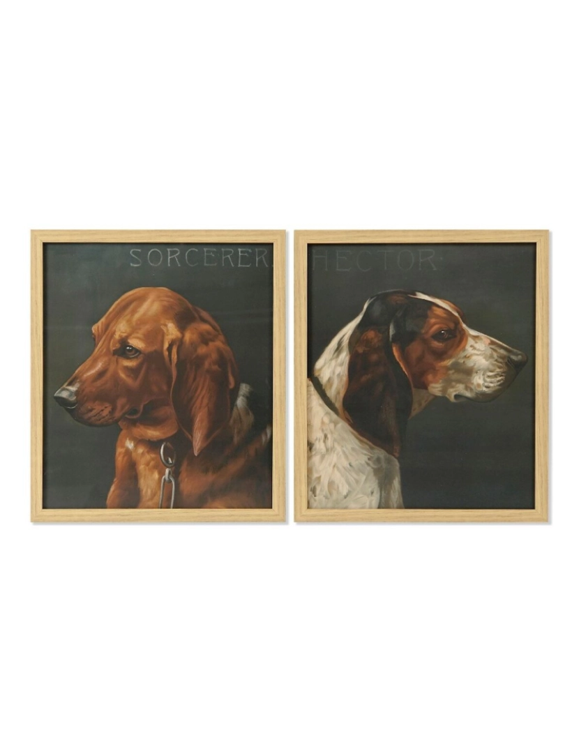 imagem de Pintura DKD Home Decor Dog 38 x 3 x 43 cm Cão (2 Unidades)1